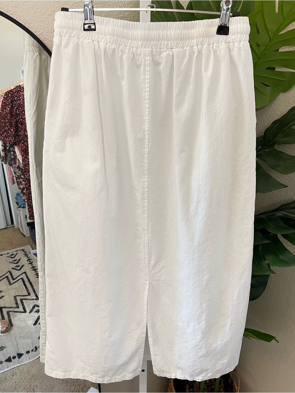 100% Cotton White Drawstring Maxi Skirt size M | Minimal Coastal Boho Skirt - Picture 7 of 9